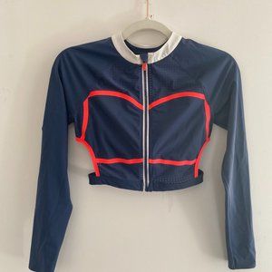 Sweaty Betty Long Sleeve Zippered Crop Top W/ Side Cutouts Sz XS
